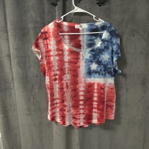 WF Sheer Red White and Blue Short Sleeve T Shirt Size 1X
